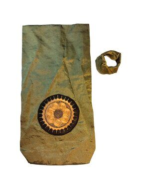 Silk Wine Gift Bag Embroidered Floral Design